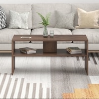 BLUEWUD Oliver Engineered Wood Coffee Center Sofa Tea/Teapoy Console Table with Storage for Sofa Set Living Room Home Hall (Brown Maple)