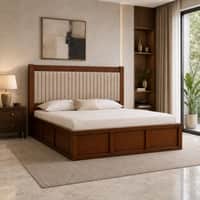 Tarang Solid Wood Comfort King Bed Hydraulic Storage Provincial Teak Finish Mattress 72 x 78 Inches