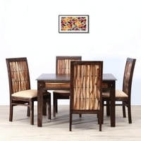Dual Tone Sheesham Wood 4 Seater Dining Set In Honey Oak Finish