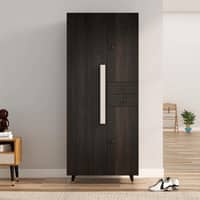Hexa Red Wooden 2 Door Wardrobe with Drawer and Hanging Space in Flower Wenge Colour