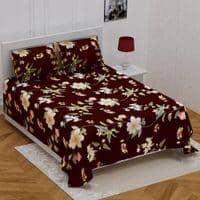 Roman Brown Abstract 180 TC Cotton Double Size Bedsheet with 2 Pillow Covers
