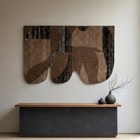 Abstract Handmade Natural Wool Wall Art Brown Geometric 4 x 6 Feet
