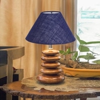 Devansh Blue Jute Table Lamp With Wood  Pebble Lamp  (10X10X15) Inches