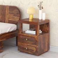Woodwhiz Solid Wood Bedside Table in Provincial Teak