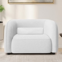 Zenolv Boucle Fabric 1 Seater Sofa In White