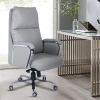 Polar High Back Leatherette Office Chair In Grey Colour