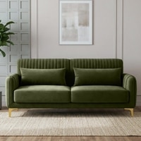 Monly Velvet 3 Seater Sofa Olive Green Color