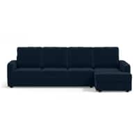Apollo Sofa (Colour : Sea Port Blue Velvet, Cushion : Soft, Back Type : High Back, Seating Capacity : Right Aligned 3 Seater + Right Aligned Chaise + Ottoman)