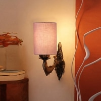 Devansh Metal Electric Wall Light in Antique Gold Colour with Grey Shade Count of 1 Light