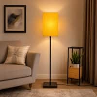 Square 27 Inch Club Floor Lamp with Yellow Shade