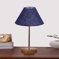 Devansh Blue Jute Table Lamp With Natural  Wood Base  & Steel Pipe (10X16.25 Inches)-37