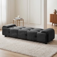 Melon Velvet 5 Feet Ottoman Bench in Dark Grey  Color