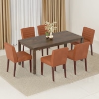 Atlas Solid Wood 6 Seater Dining Table Ludo Upholstered Dining Chair