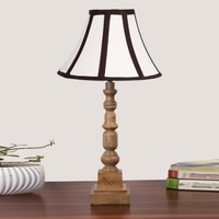 Devansh Off-White Cotton Vintage  Lamp With Wood Base (12X12X22.75)