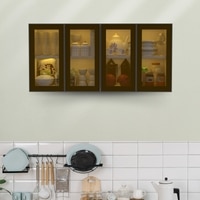 Aluminium Black Profile 4 Brown Tinted Glass Handless Shutters Wall Cabinet In Highland Pine Finish