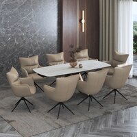 Aeris Ceramic 6 to 8 Seater Extendable Dining Table With Set of 3  Beck Dining Chair