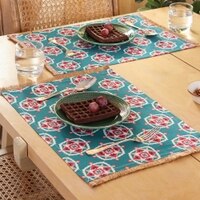 Gulshan Set Of 2 Placemats With Teal Colour