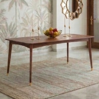 Saar Teak Wood 6 Seater Compact Dining Table In Espresso Teak Finish