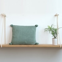 Chunky Knit Green Cotton Cushion Cover  16X16 Inches