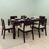 Arabia Xl Storage - Kerry 6 Seater Dining Table Set (Colour- Wheat Brown , Finish- Mahogany)