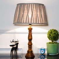 Hatton hand crafted Solid wood honey finish table lamp With Natural Cotton Shade