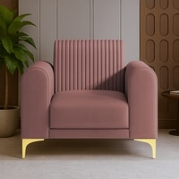 Veniza Velvet 1 Seater Sofa In Peech Colour