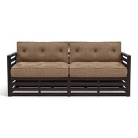 Raymond 3 Seater Wooden Sofa in American Walnut Finish & Safari Brown Colour