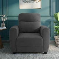 Alvaro Velvet 1 Seater Sofa Dark Grey Color