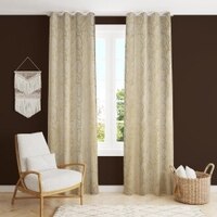 Golden Velvet Abstract Pack of 2 Pieces Blackout Window Curtain