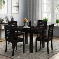 Kerry Solid Wood Dining Chair in Teak Finish & Wheat Brown Colour - Set of 2