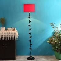 Connor Red Fabric Floor Lamp with Black Iron Base