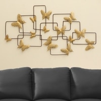 W-Linus Abstract Metal Wall Decor in Gold Set of 1
