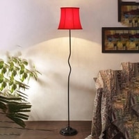 Magnolia Red Cotton Shade with Iron Floor lamp