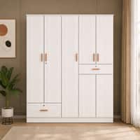 Ren 5 Door Engineered Wood Wardrobe in Silver Oak Finish
