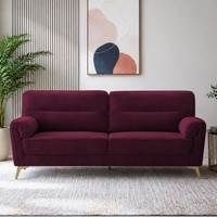 Osbert Velvet 3 Seater Sofa in red wine Color