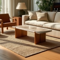 Linea Solid Wood Coffee Table in Brown Colour