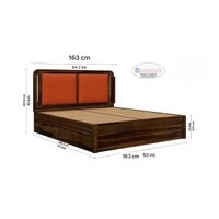 Lotus Solid Wood Queen  Size Upholstered Bed With Drawer Storage (Provincial Teak Finish)