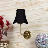Devansh Gold Wall Mounted Lamp With Black Cotton Shade