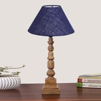 Devansh Blue Jute Table Lamp With Wood Natural Base (10X10X21 Inches)-37