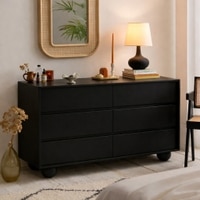 Mahe Solid Wood Chest Of 6 Drawers In Matte Black Finish