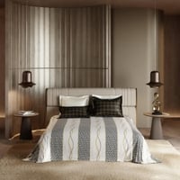 Stoa Paris Super King 5PC Satin Bedding Set  5PC Ivory White-Deep Black