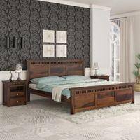 Madhvi Solid Wood King Size Bed Without Storage Bed In Provincial Teak Finish