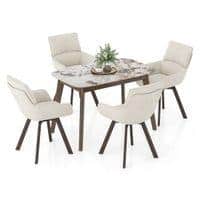 Lunar Alaska Exotic Stone 4 Seater Dining Table With Bren Swivel Dining Chair Set
