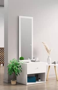 Hexa Red Engineered Wood Dressing Table in Frosty White Colour