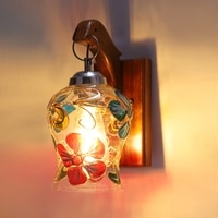 Devansh Solid Wood Electric Wall Light in Brown Colour with Multi Shade Count of 1 Light