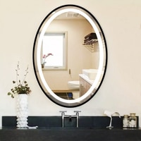 Oval Framed LED  Mirror Black Matte Gold Rose Gold Brushed Silver