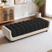 Resco Velvet 2 Seater 4 Feet Ottoman Bench in Black & Cream  Color