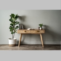 Scandinavian Loftus Writing Desk Natural Wood Finish