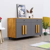 Hexa Red Multipurpose Storage Cabinet With 2 Drawer 4 Door in Giant Wood And Slate Grey Colour
