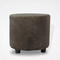 Iris Solid Wood Pouffee Stool in Grey Velvet Fabric